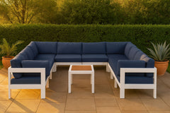 Nizuc - Outdoor Patio 11 Piece Modular Sectional With White Frame