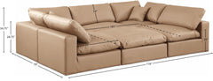 Comfy - 6 Piece Faux Leather Sectional - Tan