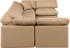 Indulge - Faux Leather 6 Piece Modular U-Shaped Sectional - Tan