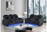 U8000 - 2 Piece Living Room Set (Power Console Reclining Loveseat, Power Reclining Sofa With Power Headrest) - Black