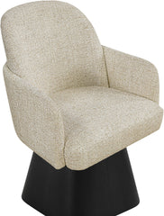 Marlowe - Linen Textured Fabric Upholstered Swivel Dining Arm Chair - Stained Black