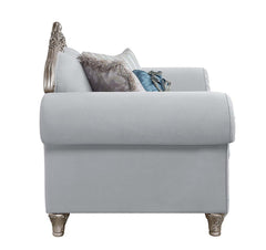 Pelumi - Sofa With 8 Pillows - Light Gray Linen & Platinum
