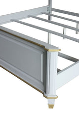 House Marchese - Queen Bed - Two Tone Beige Fabric & Pearl Gray