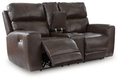 Crossplex - Power Reclining Loveseat / Console / Adjustable Headrest - Smoke