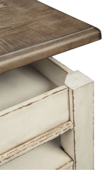 Realyn - Lift Top Cocktail Table - White / Brown
