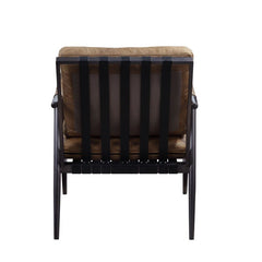 Anzan - Accent Chair - Berham Chestnut Top Grain Leather & Matt Iron