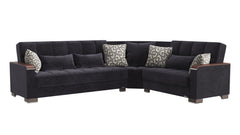 Ottomanson Armada X - Upholstered Convertible Wood Trimmed Sectional With Storage - Microfiber