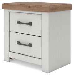 Savonport - Two Drawer Night Stand - White / Brown