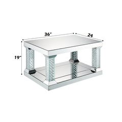 Nysa - 36" Coffee Table - Mirrored & Faux Crystals
