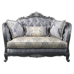 Ariadne - Loveseat With 3 Pillows - Fabric & Platinum