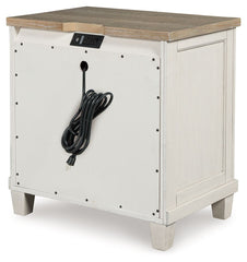 Shaybrock - Two Drawer Night Stand - Antique White / Brown