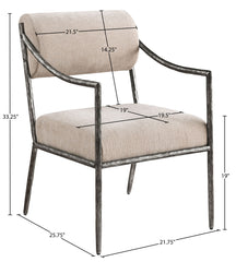 Bastille - Upholstered Dining Arm Chair (Set of 2) - Silver Frame