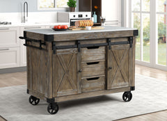 Alforvott - Kitchen Island - Marble Top & Weathered Gray