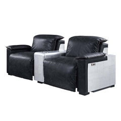 Misezon - Power Motion Recliner - Black Top Grain Leather & Aluminum