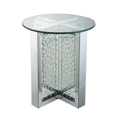 Nysa - 23" End Table - Mirrored & Faux Crystals