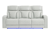 U8611 - Power Reclining Sofa With Power Headrest And LED - Silver