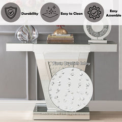 Nysa - 32"H Console Table - Mirrored & Faux Crystals