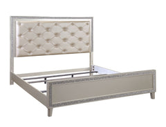 Sliverfluff - Eastern King Bed With LED - Synthetic Leather & Champagne