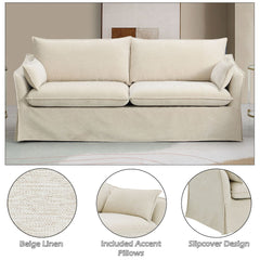 Shane - Sofa With 2 Pillows - Beige Linen