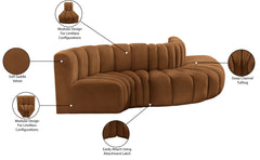 Arc - Velvet 5 Piece Modular Sofa - Saddle