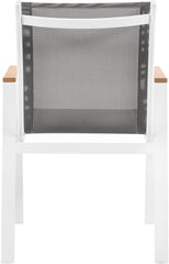 Nizuc - Outdoor Patio Dining Arm Chair With White Frame And Natural Arms (Set of 2)