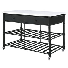 Emery - Kitchen Island - White Cultured Marble Top & Gray