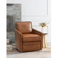 Rocha - Swivel Chair - Brown Leather Aire