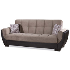 Ottomanson Armada Air - Upholstered Convertible Sofabed With Storage - Beige/Brown PU Chenille