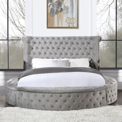 Gaiva - Queen Bed With Storage - Gray Velvet