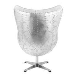 Brancaster - Accent Chair With Swivel - Vintage White Top Grain Leather & Aluminum