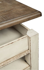 Realyn - Lift Top Cocktail Table - White / Brown
