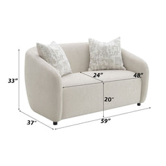 Etienne - Loveseat With 2 Pillows - Beige Linen