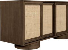 Windsor - Solid Wood And Brown Cane Sideboard / Buffet With Cylindrical Legs - Brown
