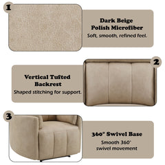 Elison - Motion Glider Recliner With Swivel - Dark Beige Polish Microfiber