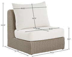 Seacrest - Olefin Water Resistant Fabric And Wicker Outdoor Patio Armless Chair