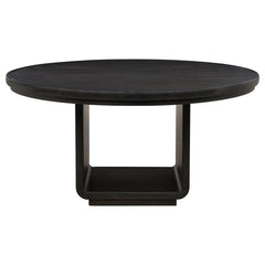 Leandro - 7 Piece Round Dining Table Set - Burnished Black