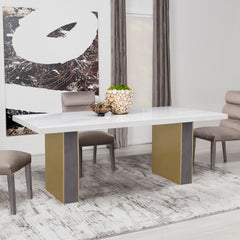 Carla 80-inch Cultured Carrara Marble Top Dining Table White - MyWaynesHome #