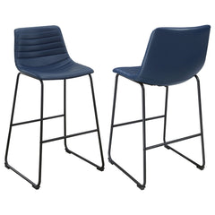 Zuni Faux Leather Upholstered Bar Chair Blue (set Of 2) - MyWaynesHome #