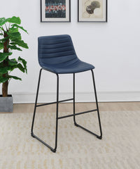 Zuni Faux Leather Upholstered Bar Chair Blue (set Of 2) - MyWaynesHome #