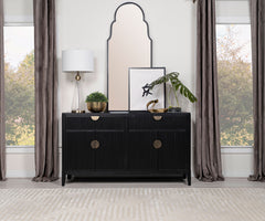 Brookmead 4-door Sideboard Buffet Storage Cabinet Black - MyWaynesHome #