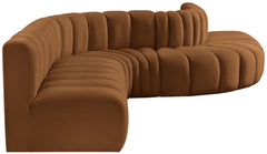 Arc - Velvet 7 Piece Modular Sofa - Saddle