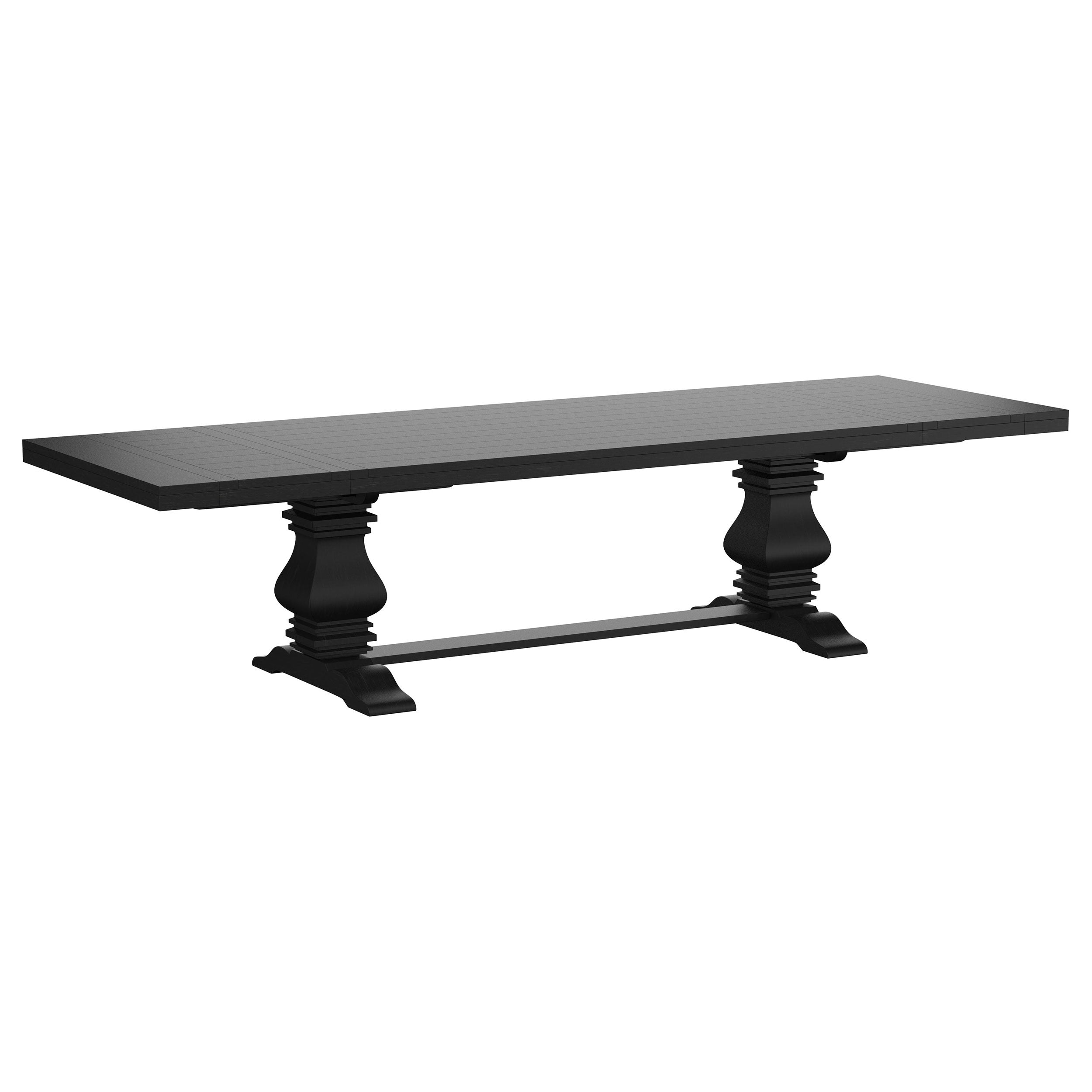 Florence 126-inch Extension Dining Table Distressed Black - MyWaynesHome #