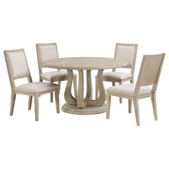 Trofello 5-piece Round Dining Table Set White Washed - MyWaynesHome #