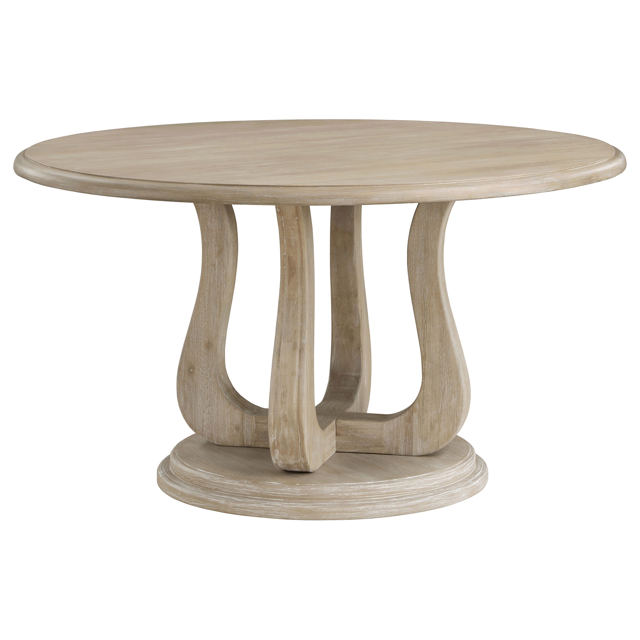Trofello Round 60-inch Pedestal Dining Table White Washed - MyWaynesHome #