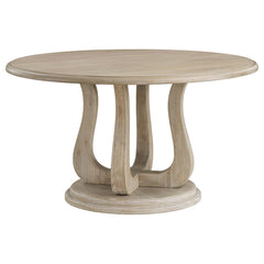 Trofello Round 60-inch Pedestal Dining Table White Washed - MyWaynesHome #