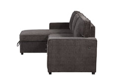 U0203 - Reversible Pull Out Fabric Sofa Bed - Dark Gray