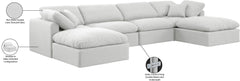 Indulge - Linen 6 Piece Modular Double Chaise Sectional - White