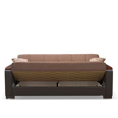 Ottomanson Armada X - Upholstered Convertible Wood Trimmed Sofabed With Storage - Brown PU Polyester
