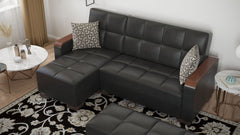 Ottomanson Armada X - Upholstered Convertible Wood Trimmed Chaise Lounge With Storage