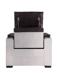 Misezon - Power Motion Recliner - Dark Top Grain Brown Leather & Aluminum
